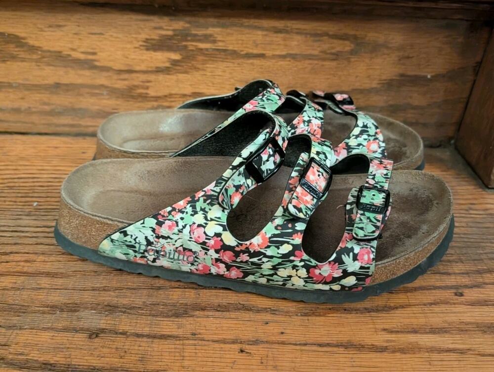Papillio by BIRKENSTOCK Sandals Womens 8 Rose Garden Pink Mint Green Floral